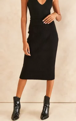 Vila Knitted Midi Pencil Skirt In Black -DRESSES SHOP 2021 10 12 SF TOM Shree Vila14602
