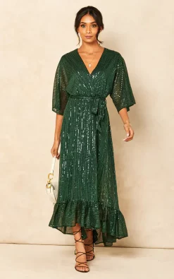 Bella And Blue Sequin Plunge Maxi Dress In Forest Green -DRESSES SHOP 2021 11 01 Jen Shree Bella Blue20352