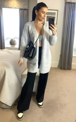 VM Knitted Cardigan With Pockets In Light Grey -DRESSES SHOP 2021 11 08 megan warehouse 6005