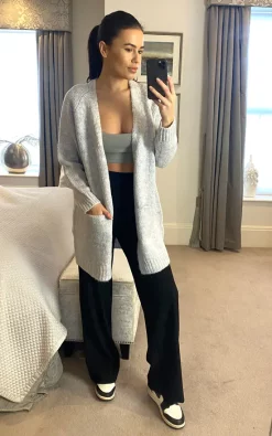 VM Knitted Cardigan With Pockets In Light Grey