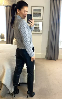 Pieces Long Sleeve High Neck Ribbed Jumper In Grey -DRESSES SHOP 2021 11 08 megan warehouse 6319