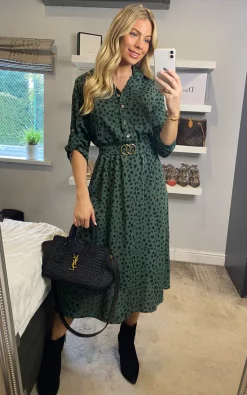 Mela London Belted Blotch Print Midi Dress In Green -DRESSES SHOP 2021 11 09 Sasha Mela26