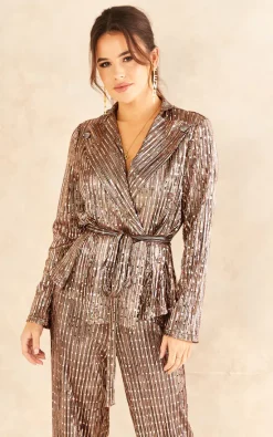 Traffic People Bronze Sequin Colby Jacket