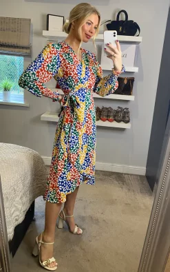 D.Anna Leopard Print Multicolour Block Smocked Long Sleeve Wrap Dress -DRESSES SHOP 2021 11 16 Sasha Danna34