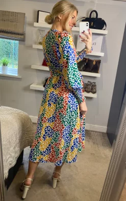 D.Anna Leopard Print Multicolour Block Smocked Long Sleeve Wrap Dress -DRESSES SHOP 2021 11 16 Sasha Danna35