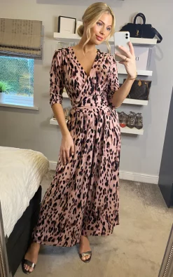 Jolie Moi Luise Print Wrap Jumpsuit, Pink Abstract -DRESSES SHOP 2021 11 29 Sasha JolieMoi43