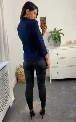 Cutie London Fitted Tailored Blazer Navy -DRESSES SHOP 2021 12 03 Naomi Cutie14