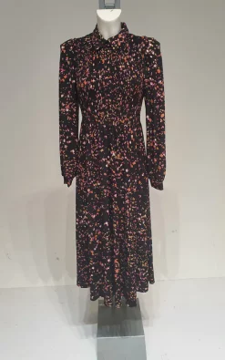 Blue Vanilla Shirred Bust Long Sleeve Midi Shirt Dress -DRESSES SHOP 20220721 152716