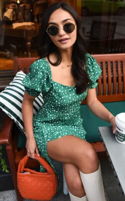 Gini London Green Animal Print Split Hem Midi Dress -DRESSES SHOP 2022 01 24 Carys GINI50