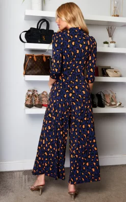 Jolie Moi Melissa Shirt Jumpsuit, Navy Animal -DRESSES SHOP 2022 01 24 Sasha JolieMoi10