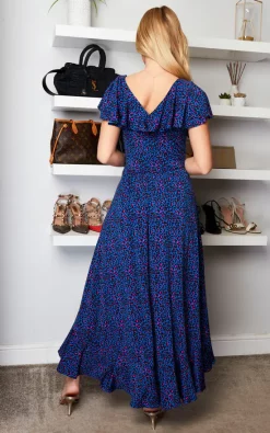Jolie Moi Luciana Frilly Dip Polka Dot Midi Dress, Blue Animal -DRESSES SHOP 2022 01 24 Sasha JolieMoi50