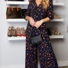 Jolie Moi Melissa Shirt Jumpsuit, Navy Animal