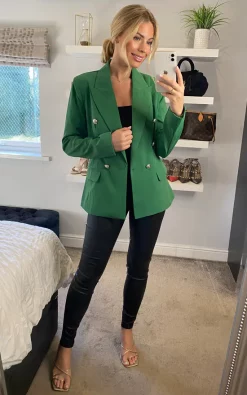 Yumi Blazer With Contrast Stripe Lining In Green -DRESSES SHOP 2022 02 04 Sasha Yumi152