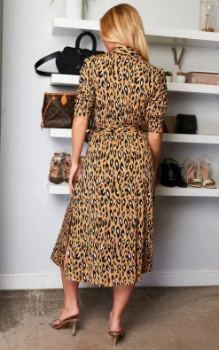 Jolie Moi Animal Print Shirt Dress, Camel Animal -DRESSES SHOP 2022 02 10 Sasha JolieMoi97
