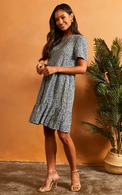 Vila Short Sleeve T Shirt Smock Dress In Black Floral 6 Vila Short Sleeve T Shirt Smock Dress In Black Floral -DRESSES SHOP 2022 02 22 SF TOM Julia Vila0673