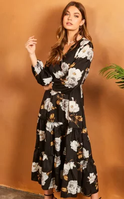 Bella And Blue V Neck Floral Long Sleeve Maxi Dress In Black 6 Bella And Blue V Neck Floral Long Sleeve Maxi Dress In Black -DRESSES SHOP 2022 02 22 SF TOM Julia bella blue0372