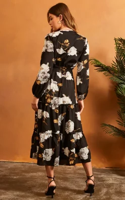 Bella And Blue V Neck Floral Long Sleeve Maxi Dress In Black 7 Bella And Blue V Neck Floral Long Sleeve Maxi Dress In Black -DRESSES SHOP 2022 02 22 SF TOM Julia bella blue0387