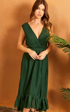 Bella And Blue Sleeveless Plunge Maxi Dress In Forest Green -DRESSES SHOP 2022 02 22 SF TOM Julia bella blue0528
