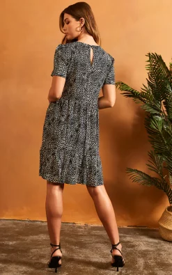 Vila Short Sleeve T Shirt Smock Dress In Black Pattern -DRESSES SHOP 2022 02 22 SF TOM Tia Vila0725