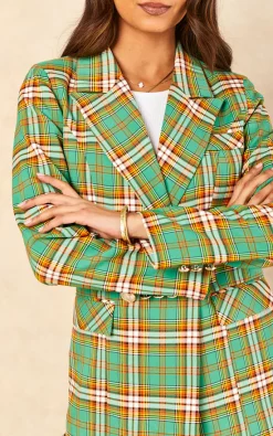 Jenerique Three Button Oversized Blazer In Green/Orange Checked Print 6 Jenerique Three Button Oversized Blazer In Green/Orange Checked Print -DRESSES SHOP 2022 02 25 Jen Shree Jenerique4897
