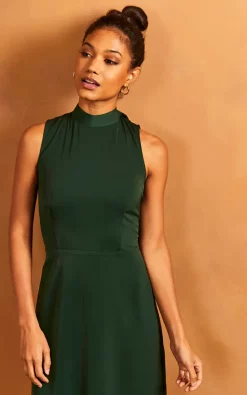 Bella And Blue Ruffle Hem High Neck Sleeveless Dress In Green -DRESSES SHOP 2022 03 01 TOM Julia Bella Blue6533