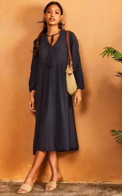 Bella And Blue Oversized Beach Dress In Navy