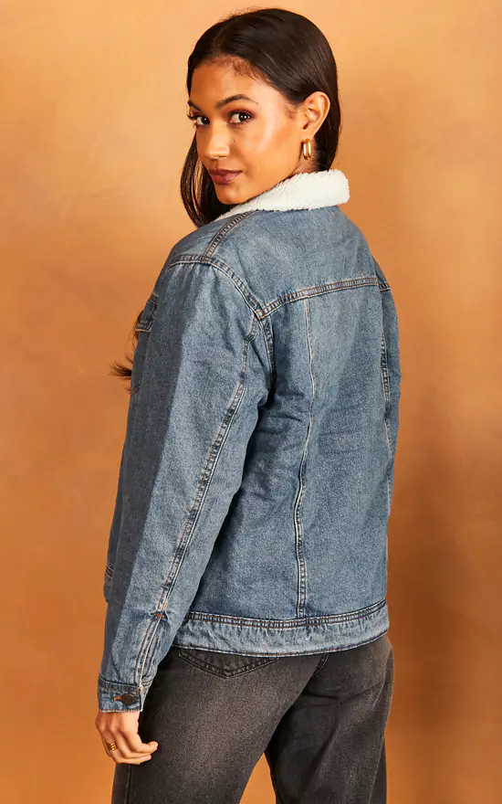 Noisy May Denim Teddy Jacket In Blue 4 Noisy May Denim Teddy Jacket In Blue - Image 4