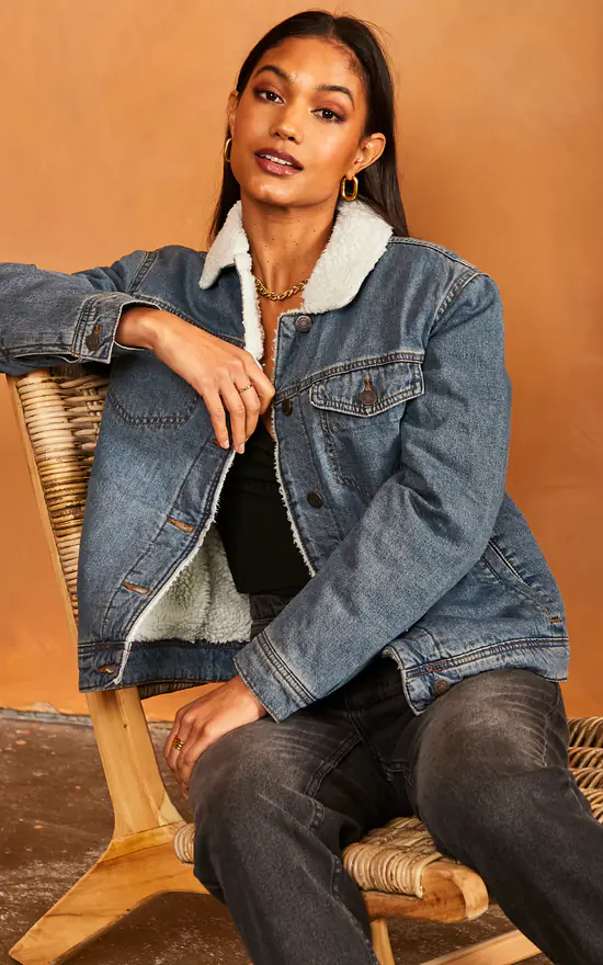 Noisy May Denim Teddy Jacket In Blue 2 Noisy May Denim Teddy Jacket In Blue - Image 2