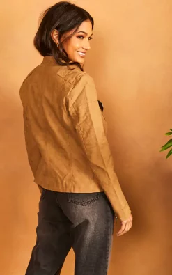ONLY Faux Leather Biker Jacket In Light Brown 7 ONLY Faux Leather Biker Jacket In Light Brown -DRESSES SHOP 2022 03 10 Jen Julia Only29