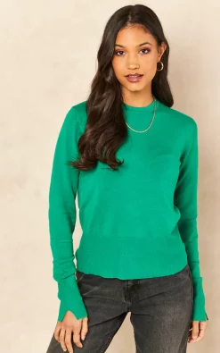 JJXX Long Sleeved Crew Neck Top In Green