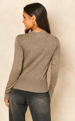 JJXX Long Sleeved Crew Neck Top In Brown -DRESSES SHOP 2022 03 15 TOM Julia JJXX14420