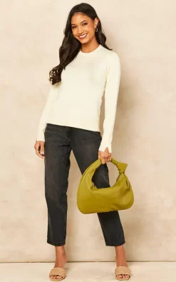 JJXX Long Sleeved Crew Neck Top In Cream