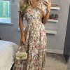 Izabel London Multi Cream Vintage Floral Tiered Maxi Dress