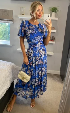 JOLIE MOI Gianna Floral Maxi Dress, Royal/Multi
