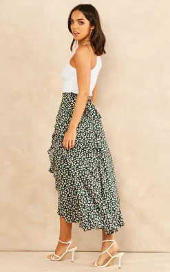Sarta Green Floral Print Midi Wrap Skirt -DRESSES SHOP 2022 03 24 SF TOM Mollie Sarta18628