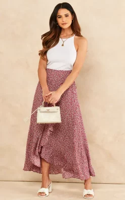Sarta Floral Print Wrap Skirt In Fuchsia & White -DRESSES SHOP 2022 03 24 SF TOM Naomi Sarta18459