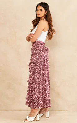 Sarta Floral Print Wrap Skirt In Fuchsia & White -DRESSES SHOP 2022 03 24 SF TOM Naomi Sarta18466