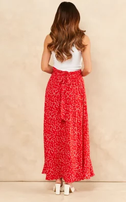 Sarta Red Floral Print Midi Wrap Skirt -DRESSES SHOP 2022 03 24 SF TOM Naomi Sarta18510