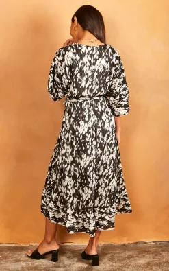 Bella And Blue Short Sleeve Leopard Print Midi Dress In Black -DRESSES SHOP 2022 03 31 Jen Julia Bella Blue22197