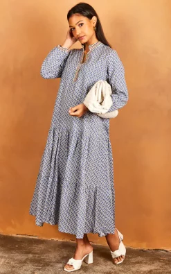 Bella And Blue Geometric Print Long Sleeve Maxi Dress In Blue 6 Bella And Blue Geometric Print Long Sleeve Maxi Dress In Blue -DRESSES SHOP 2022 03 31 Jen Julia Bella Blue22316