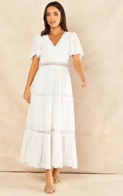 Blue Vanilla Christine Angel Sleeve Tiered Midi Dress In White 6 Blue Vanilla Christine Angel Sleeve Tiered Midi Dress In White -DRESSES SHOP 2022 04 12 Jen Mollie BlueVanilla27586