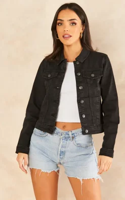 Pieces Denim Jacket In Black