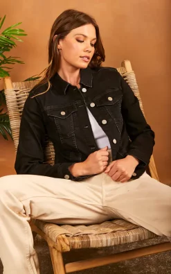 Vila Denim Jacket In Black