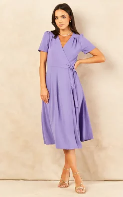 Øst London Vera Midi Wrap Dress Lilac