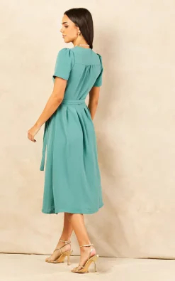 Øst London Vera Midi Wrap Dress Teal Green -DRESSES SHOP 2022 05 10 Mollie OST41422