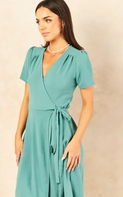 Øst London Vera Midi Wrap Dress Teal Green -DRESSES SHOP 2022 05 10 Mollie OST41427