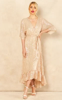 Bella And Blue Sequin Plunge Maxi Dress In Gold -DRESSES SHOP 2022 05 31 Jen Amy Bella Blue41297