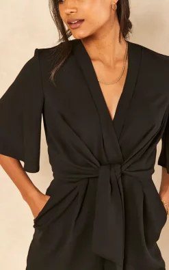 Bella And Blue Kimono Knot Top Playsuit In Black -DRESSES SHOP 2022 06 14 Jen Julia Bella Blue46017