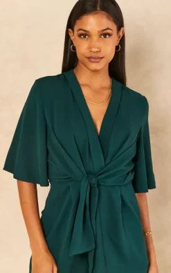 Bella And Blue Kimono Knot Top Playsuit In Green -DRESSES SHOP 2022 06 14 Jen Julia Bella Blue46189