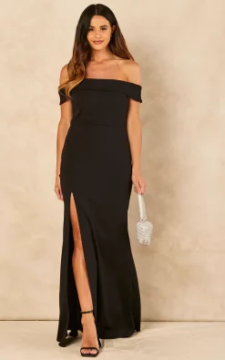 True Violet Black Bandeau Maxi Gown